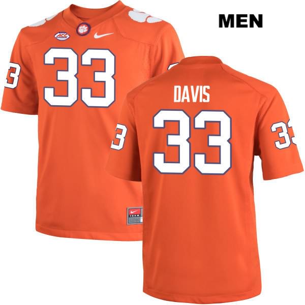 Men's Clemson Tigers #33 J.D. Davis Stitched Orange Authentic Nike NCAA College Football Jersey QXA3846BP